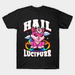 Hail Lucipurr Cat Rainbow Unicorn Kitty Satanic T-Shirt